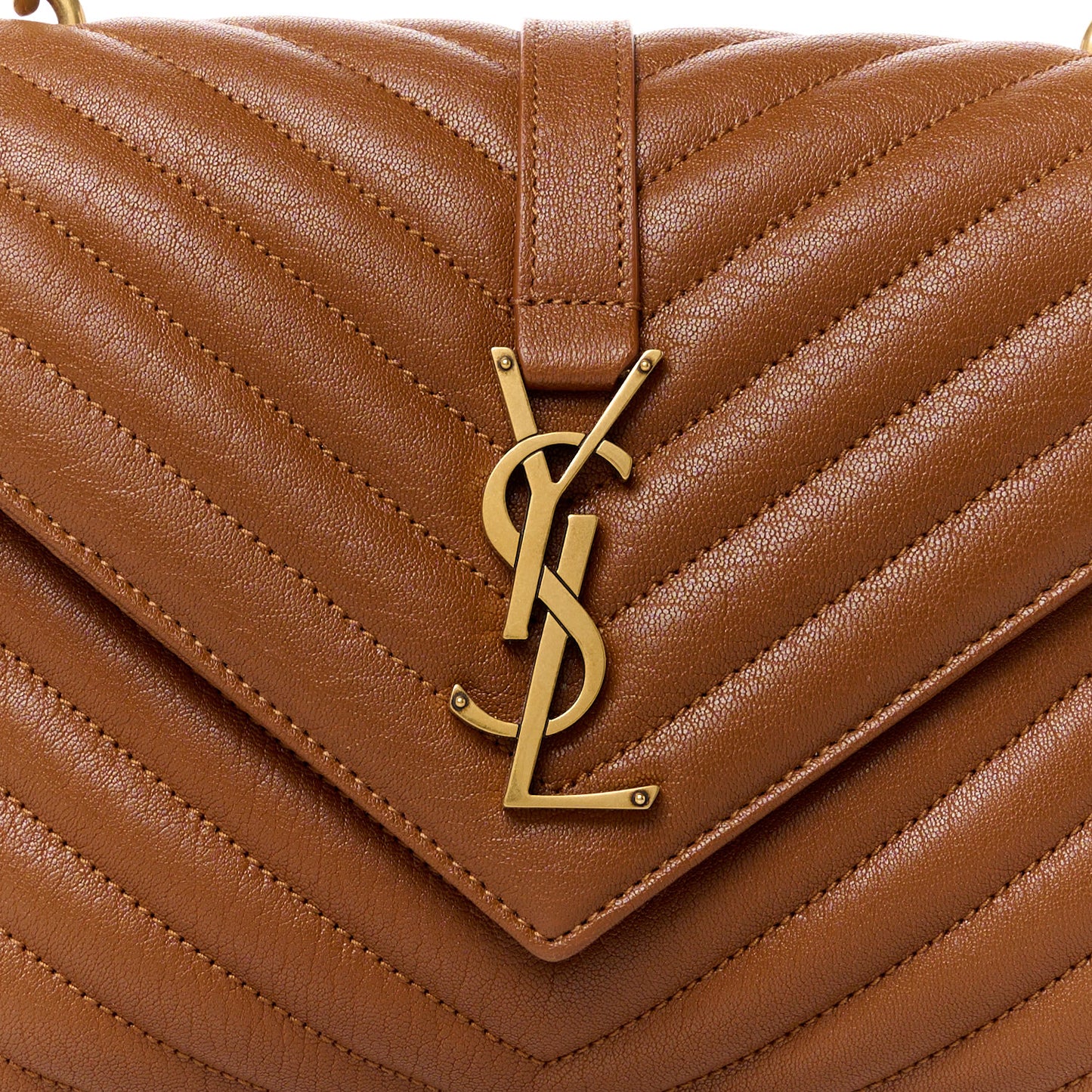 Sheepskin Matelasse Chevron Monogram Medium College Bag Brick