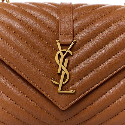 Saint Laurent Sheepskin Matelasse Chevron Monogram Medium College Bag Brick 9 of 11