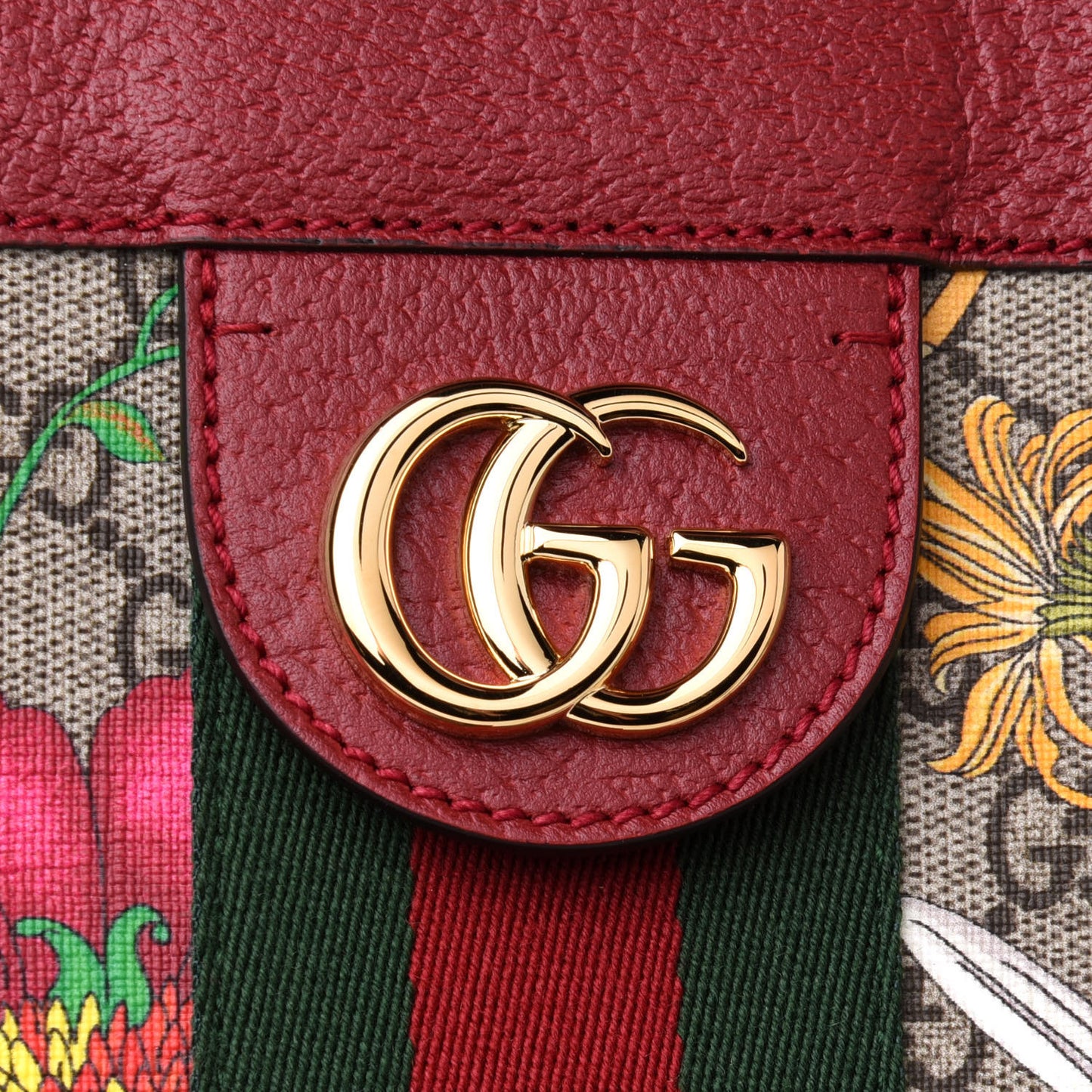 GG Supreme Monogram Flora Web Large Ophidia Tote Red