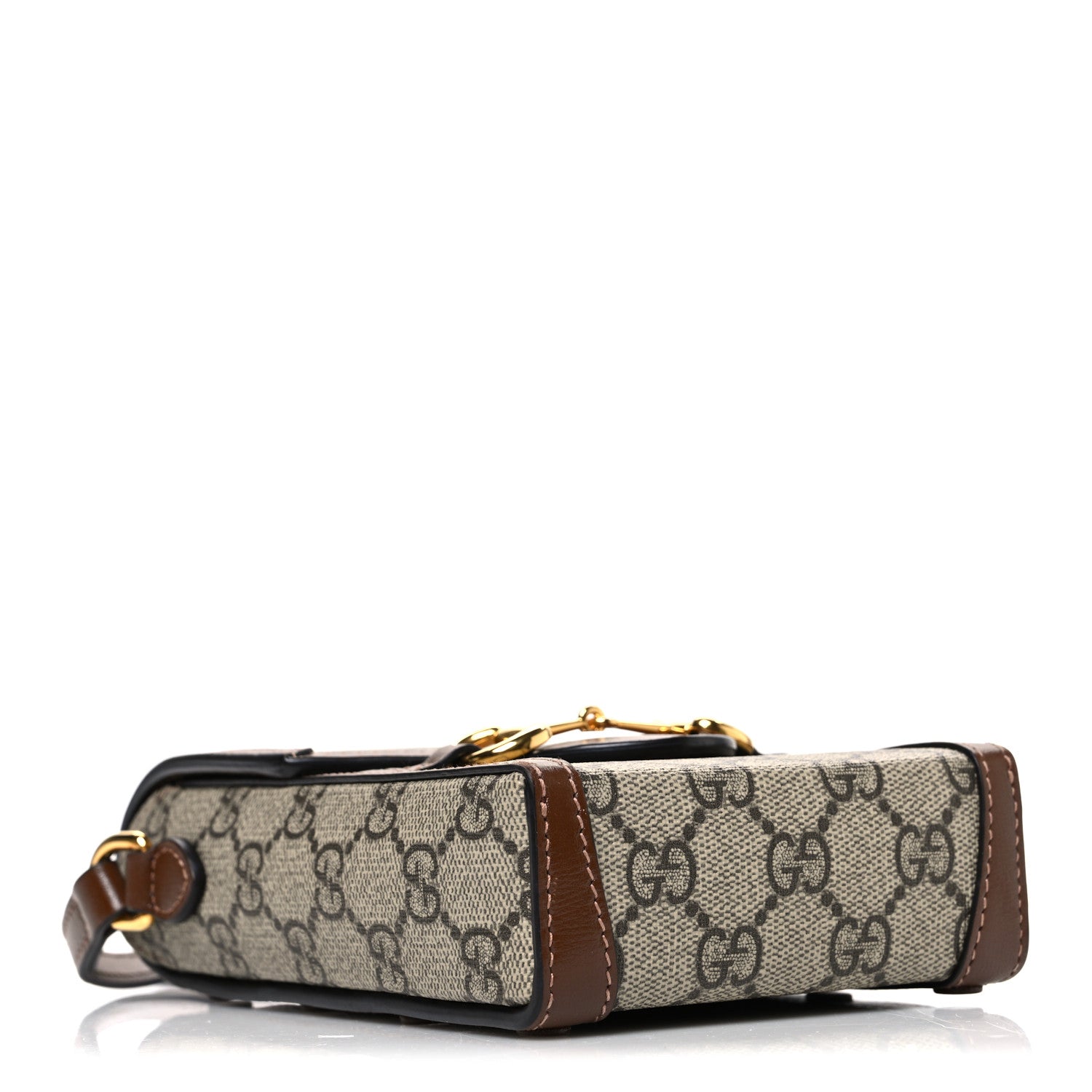 Gucci GG Supreme Monogram Mini Horsebit 1955 Crossbody Bag Beige Brown Sugar 4 of 10