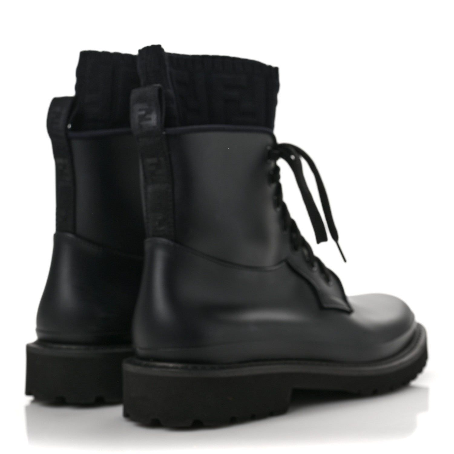 Fendi PVC FF Sock Rockoko Combat Boots 37 Black 4 of 8