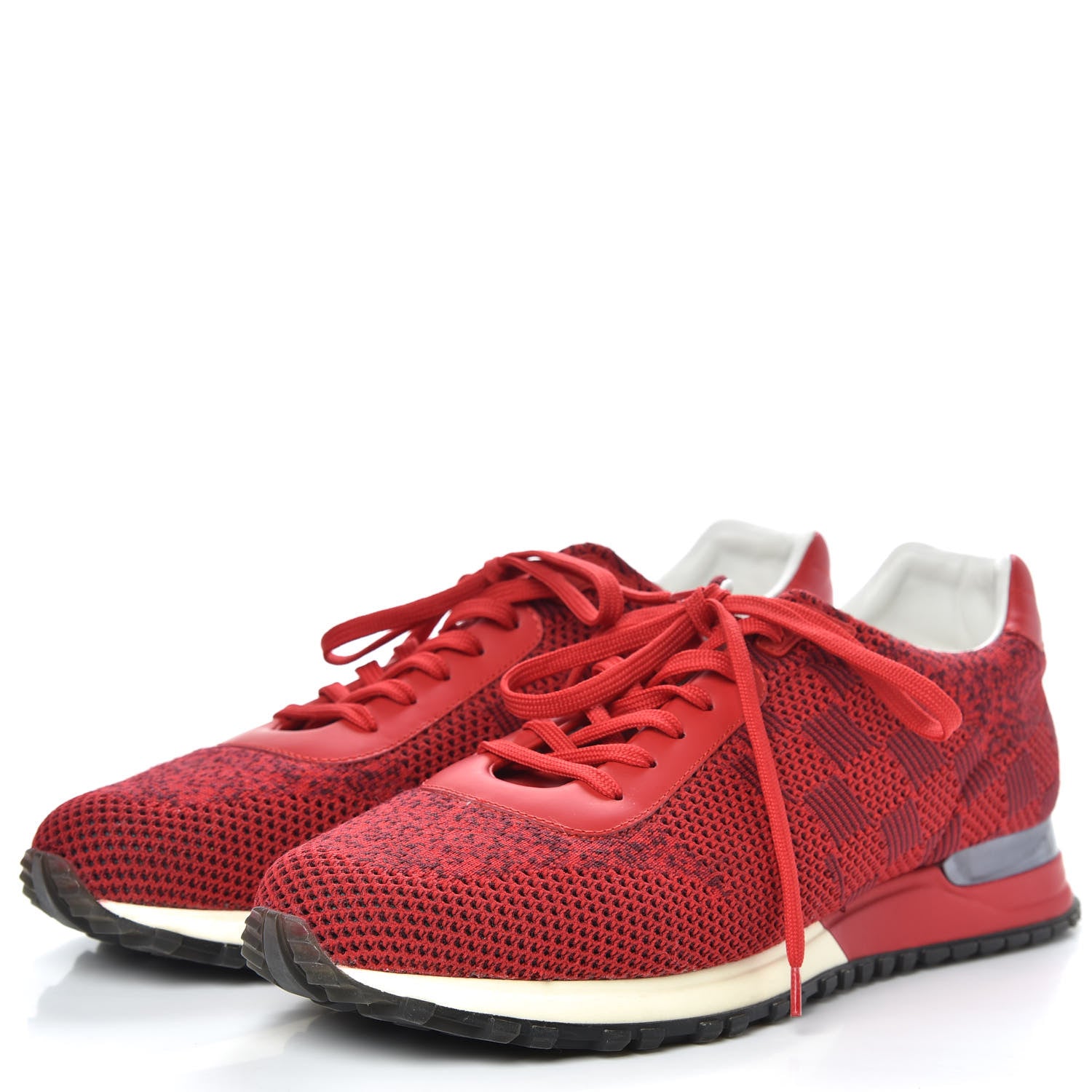 Louis Vuitton Calfskin Damier Run Away Sneakers 8 Red 3 of 9