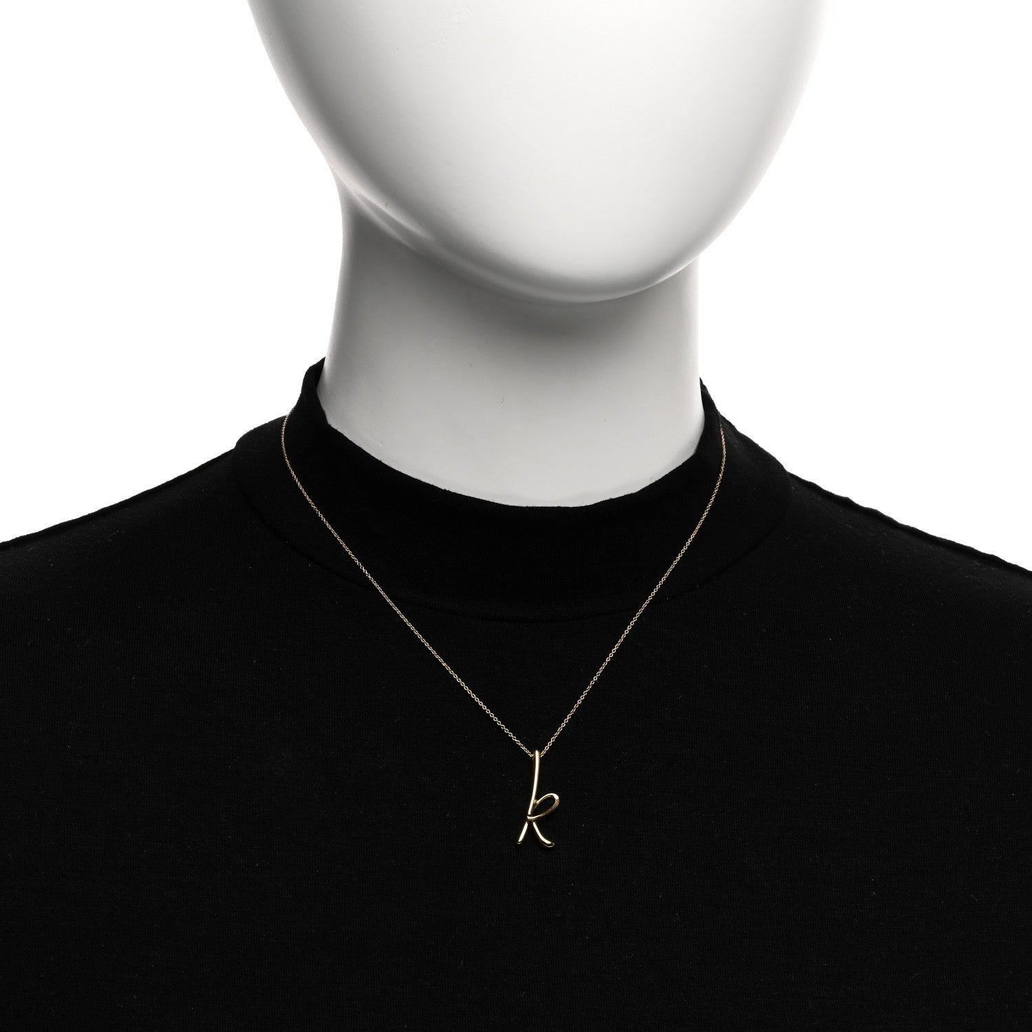 Tiffany 18K Yellow Gold Elsa Peretti Letter K Pendant Necklace 2 of 4