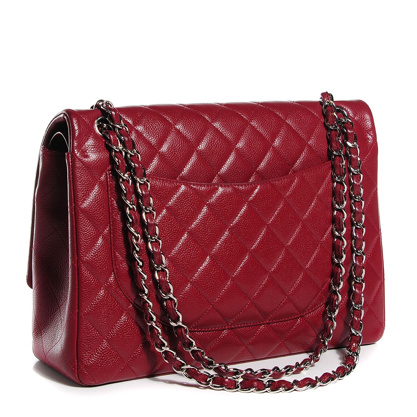 Caviar Quilted Maxi Double Flap Red