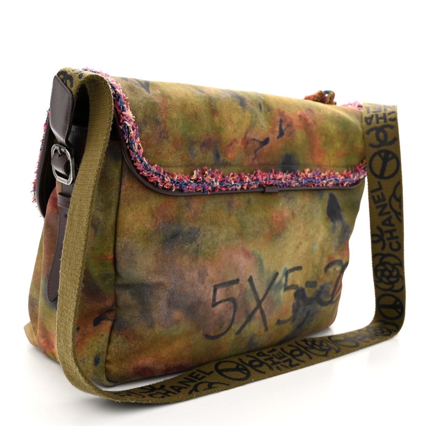 Washed Toile Large Graffiti On The Pavements Messenger Khaki Multicolor