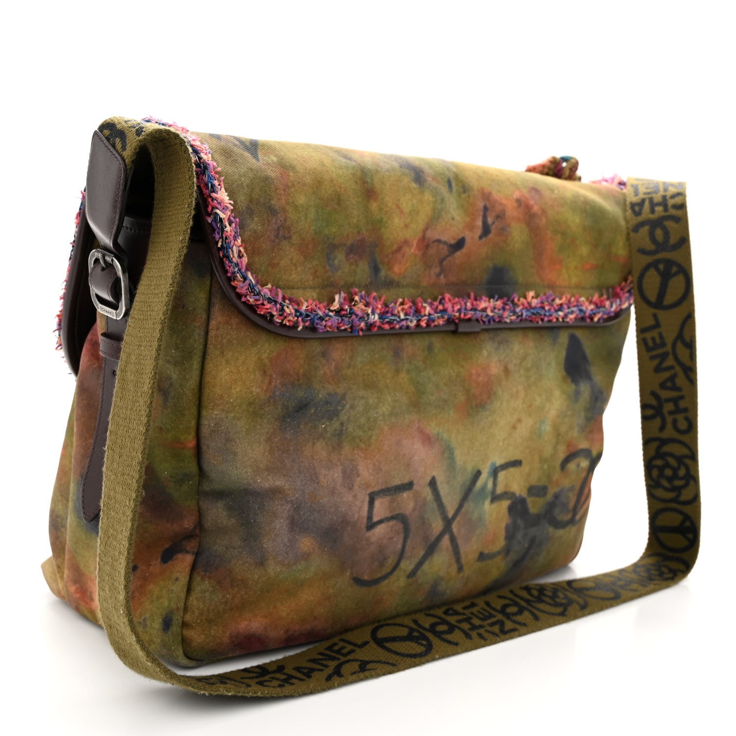 Chanel Washed Toile Large Graffiti On The Pavements Messenger Khaki Multicolor 3 of 11