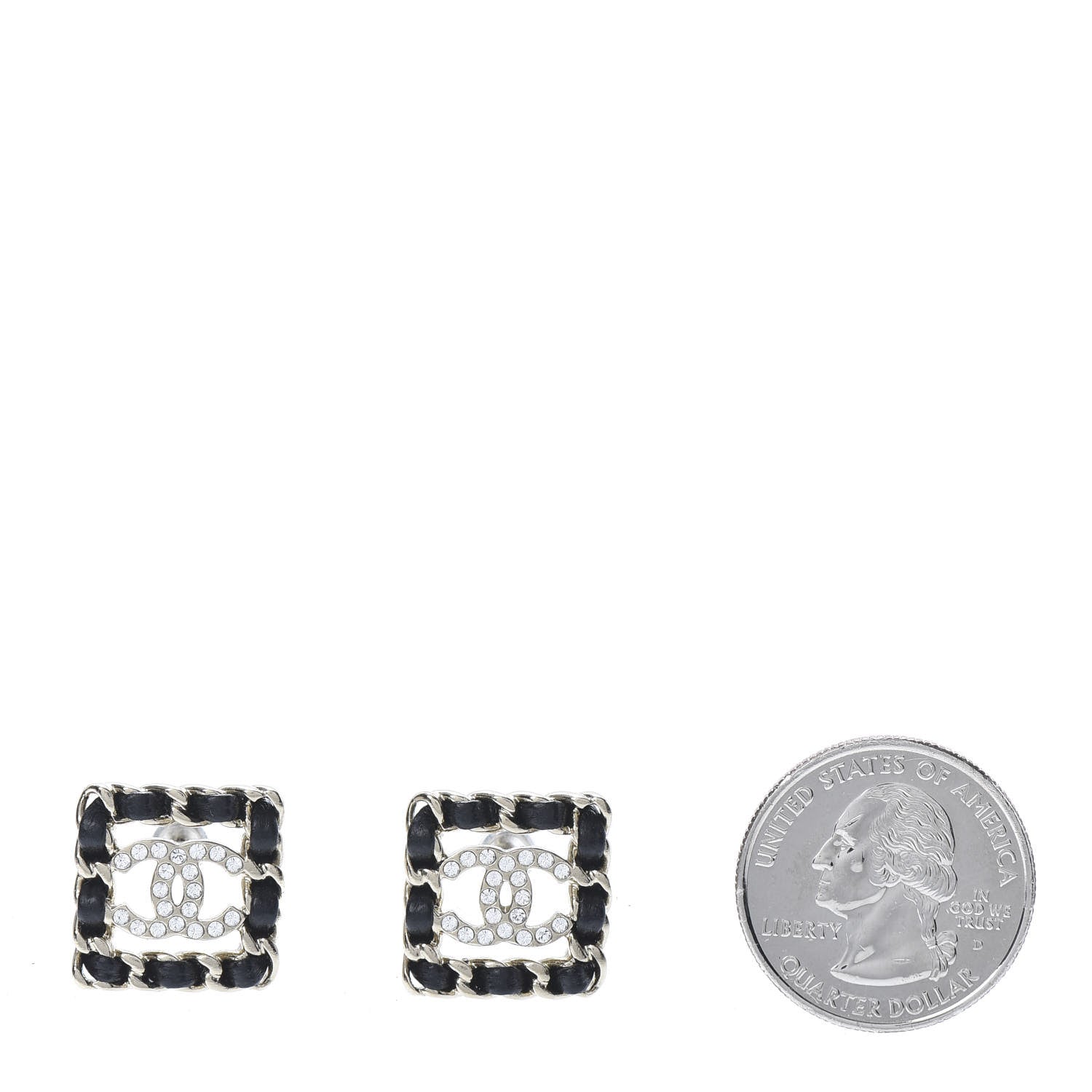 Chanel Crystal Lambskin Chain Sergeant Chanel Stud Earrings Black Gold 2 of 5