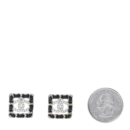 Chanel Crystal Lambskin Chain Sergeant Chanel Stud Earrings Black Gold 2 of 5