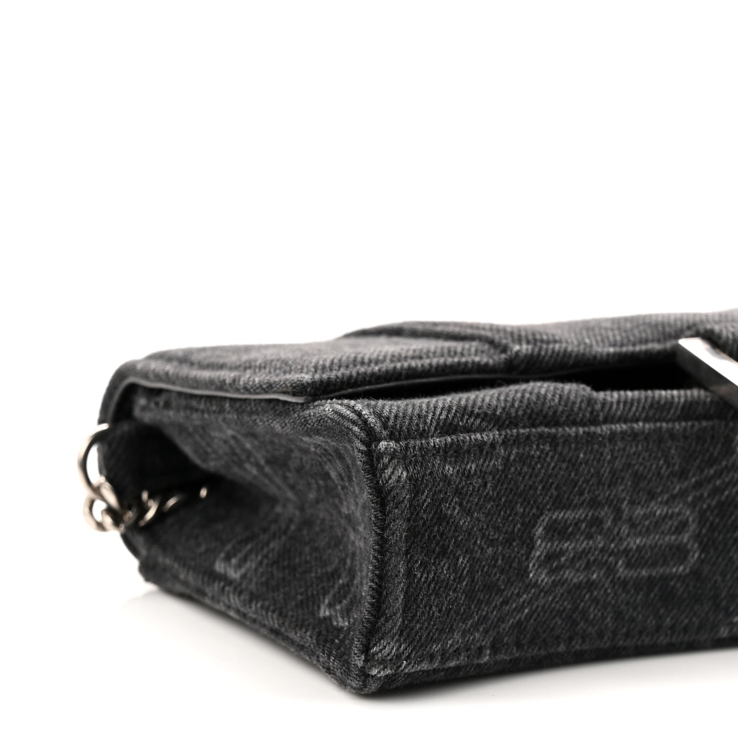 Balenciaga Denim BB Monogram Hourglass Chain Bag Black 8 of 9