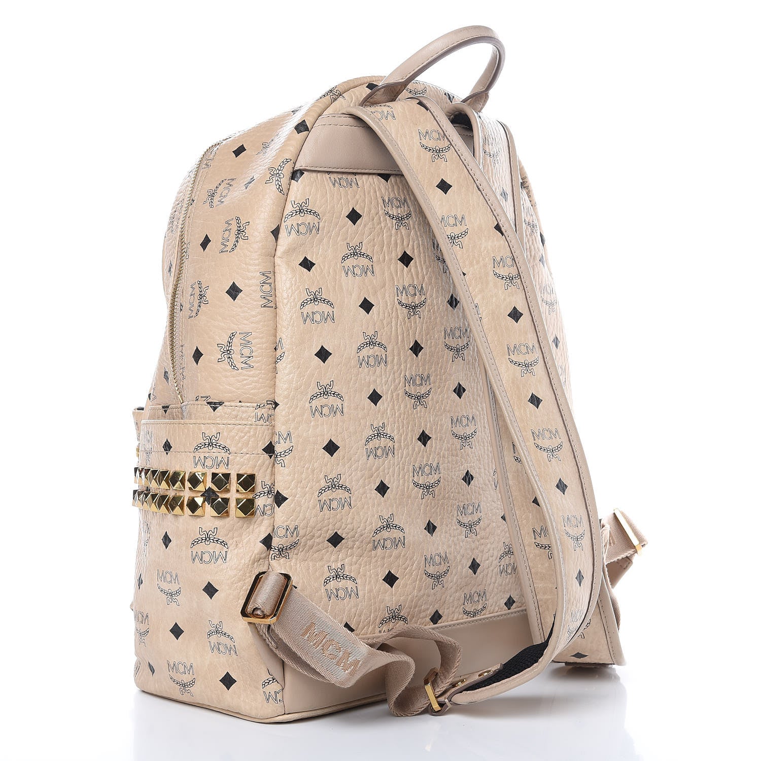 MCM Visetos Medium Side Studs Stark Backpack Beige 3 of 18
