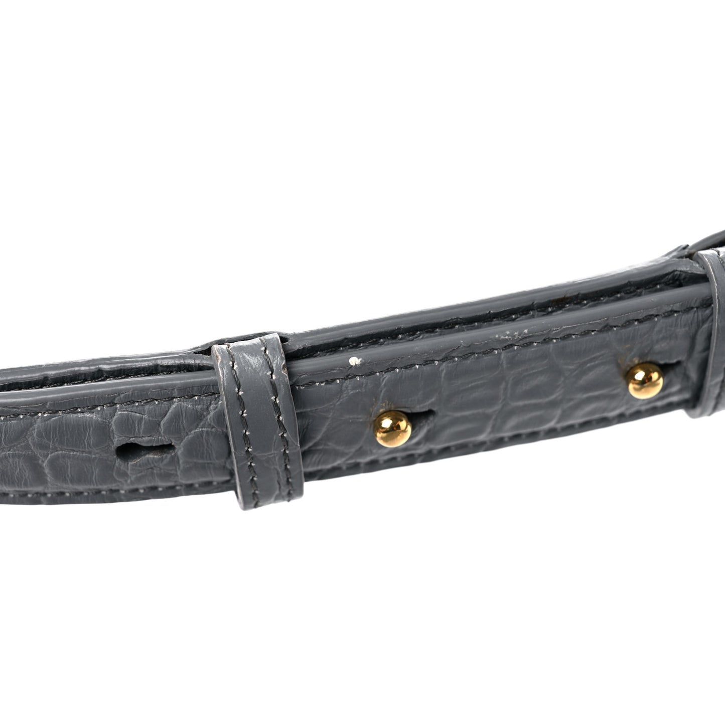 Calfskin Crocodile Embossed Box Shoulder Bag 16 Grey