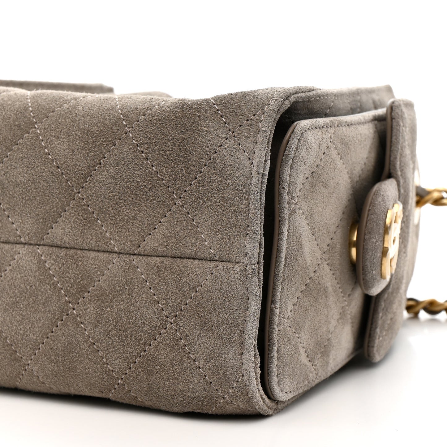Suede Quilted Mini Chanel 25 Handbag Dark Grey