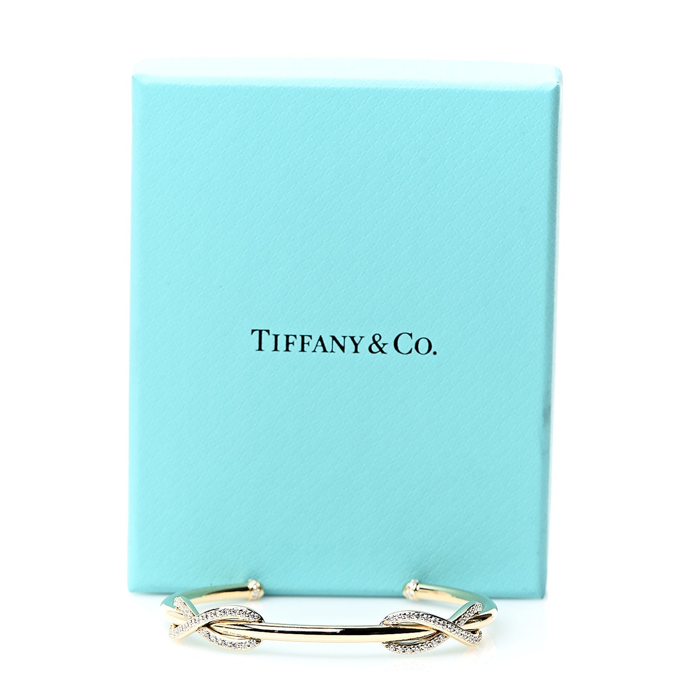 18K Yellow Gold Diamond Double Infinity Cuff Bracelet