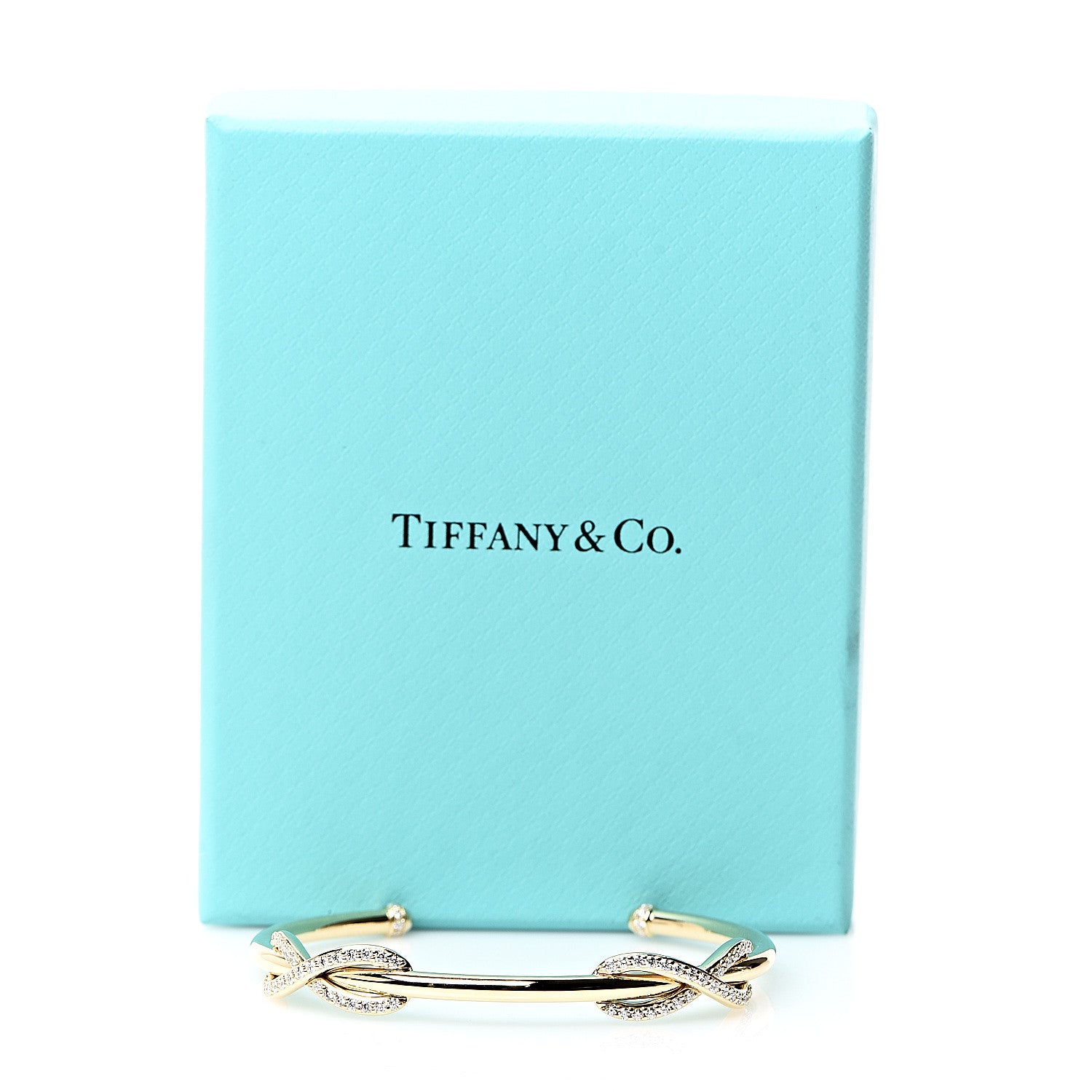 Tiffany 18K Yellow Gold Diamond Double Infinity Cuff Bracelet 4 of 4