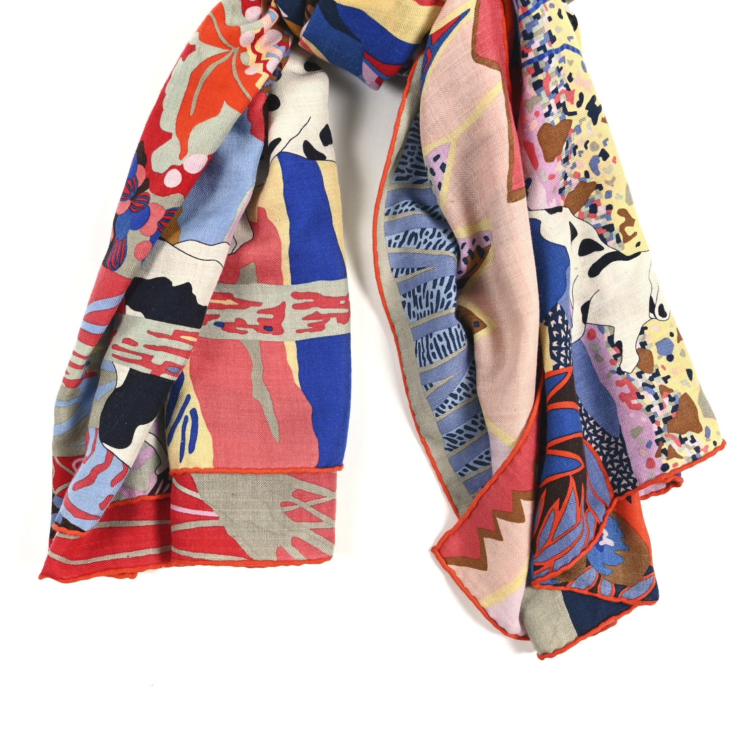 Hermes Cashmere Silk En Liberte Shawl 140 White Parme Orce 2 of 4
