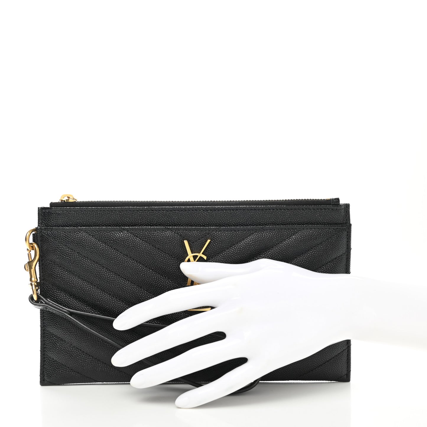 Grain De Poudre Chevron Monogram Large Bill Pouch Black