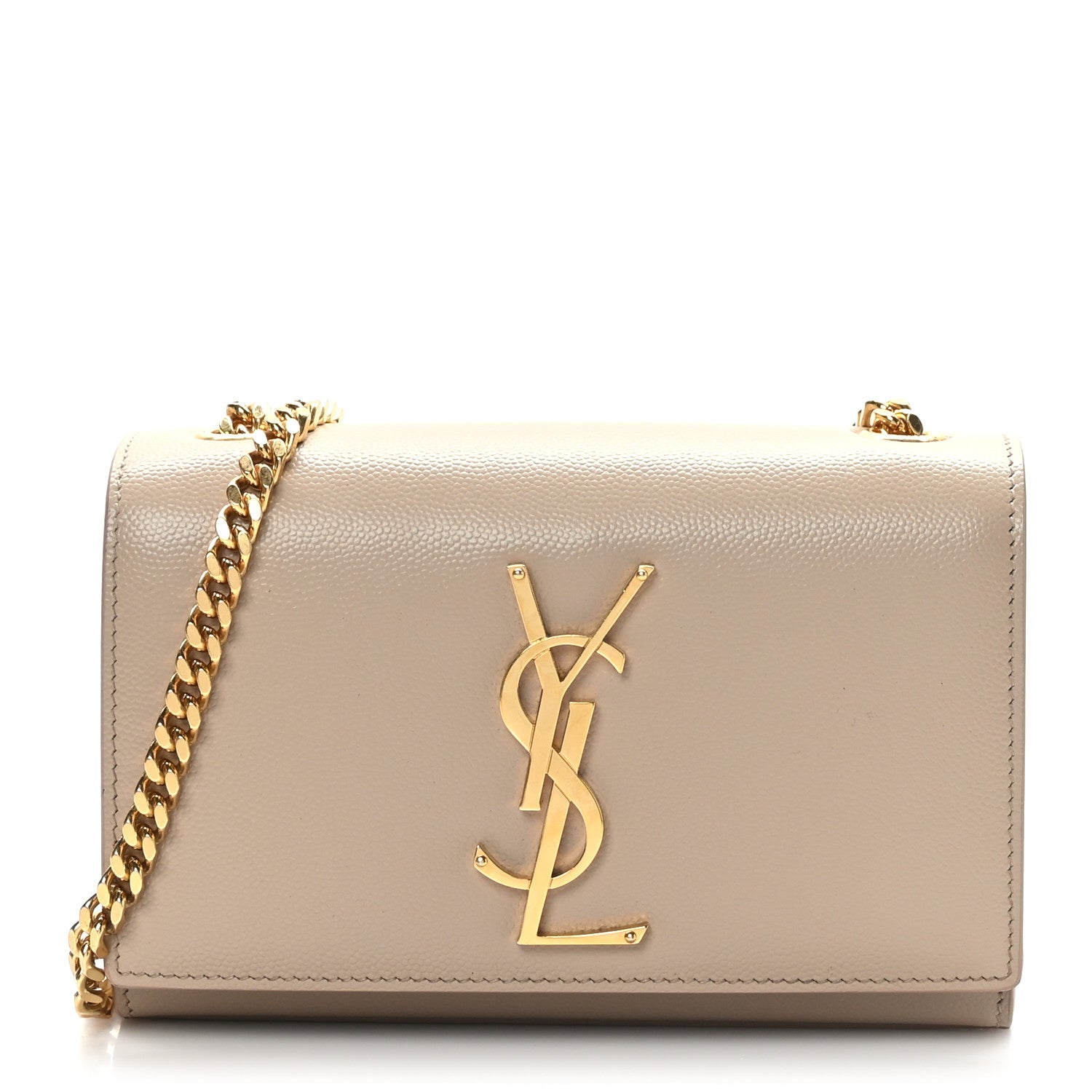 Saint Laurent Grain De Poudre Small Monogram Kate Satchel Dark Beige 1 of 8