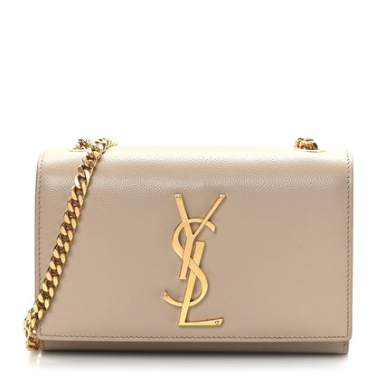 Saint Laurent Grain De Poudre Small Monogram Kate Satchel Dark Beige 1 of 8