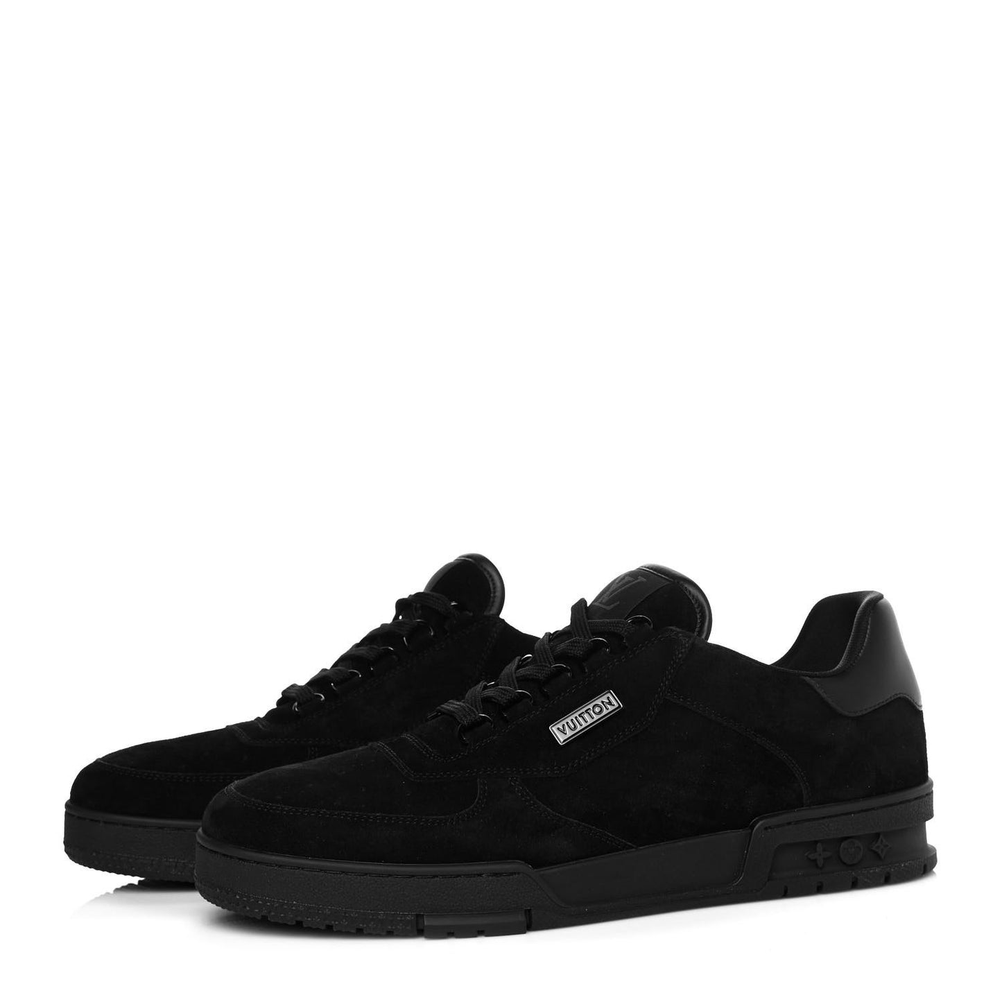 Suede Mens LV Trainer Sneakers 9 Black