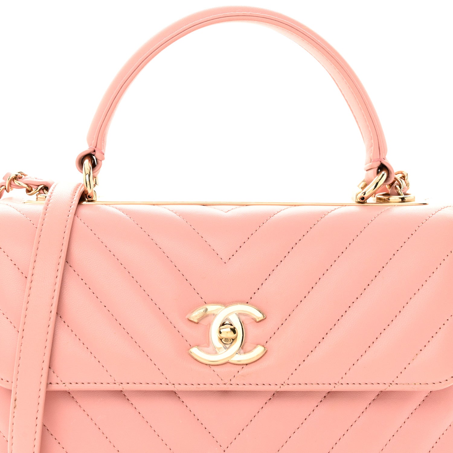 Chanel Lambskin Chevron Quilted Small Trendy CC Dual Handle Flap Bag Light Pink 8 of 25