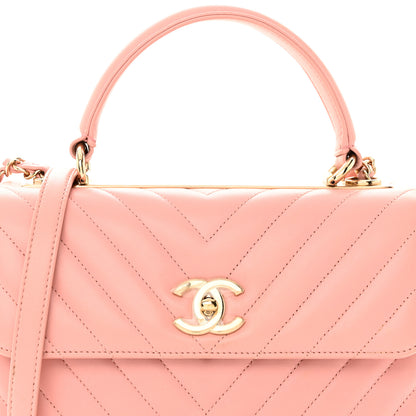 Chanel Lambskin Chevron Quilted Small Trendy CC Dual Handle Flap Bag Light Pink 8 of 25