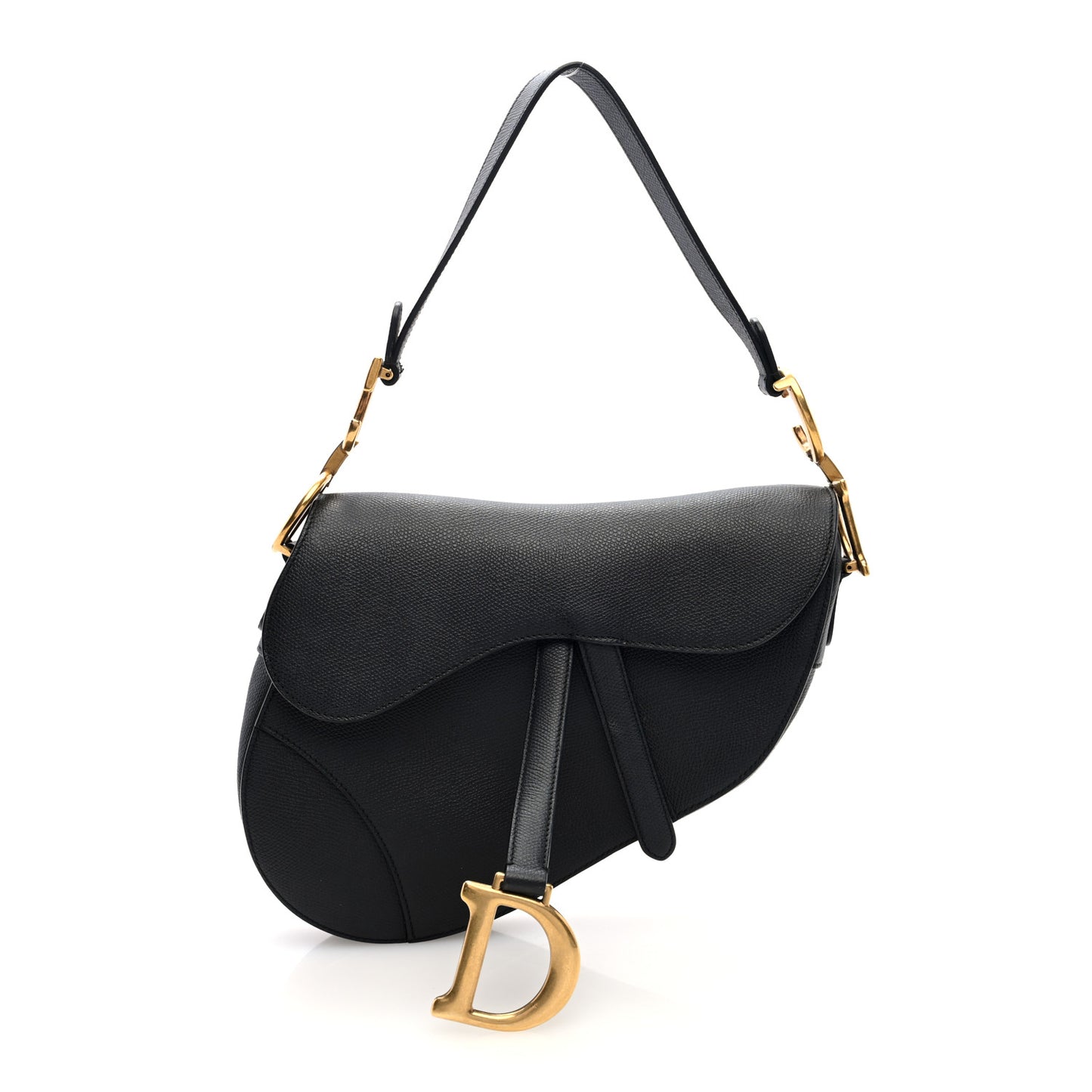 Grained Calfskin Saddle Bag Black