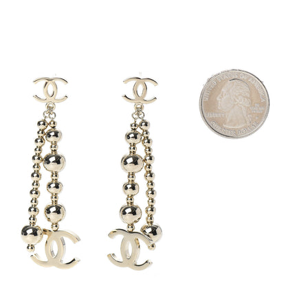 Chanel Metal CC Bead Drop Earrings Gold 2 of 5