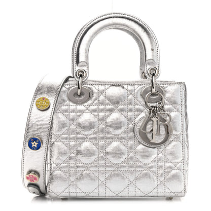 Christian Dior Metallic Grained Calfskin Cannage Small Lucky Badges My Lady Dior Silver 1 of 13