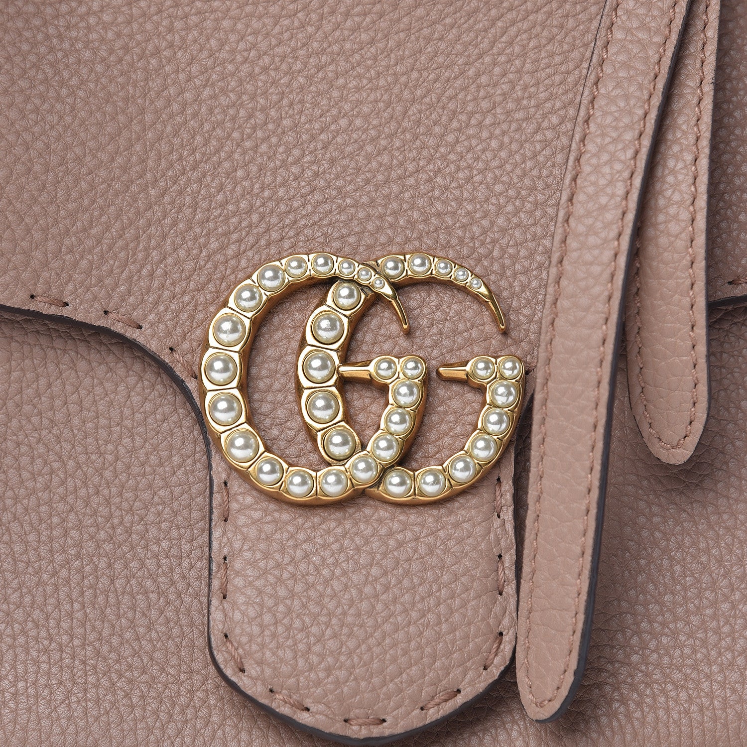 Gucci Calfskin Mini Pearly GG Marmont Top Handle Bag Porcelain Rose 11 of 11