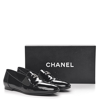 Chanel Patent CC Mocassin Loafers 40 Black 12 of 12