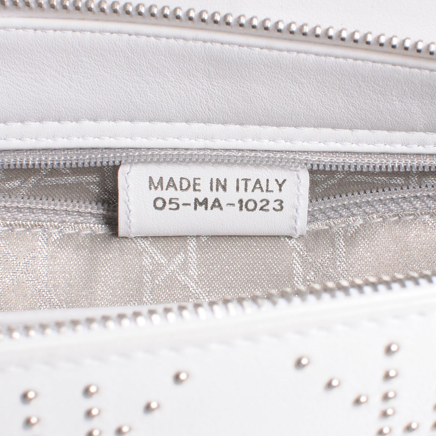 Lambskin Cannage Studded East West Lady Dior White