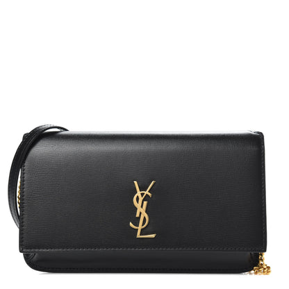 Saint Laurent Smooth Calfskin Monogram Phone Holder Crossbody Black 1 of 9