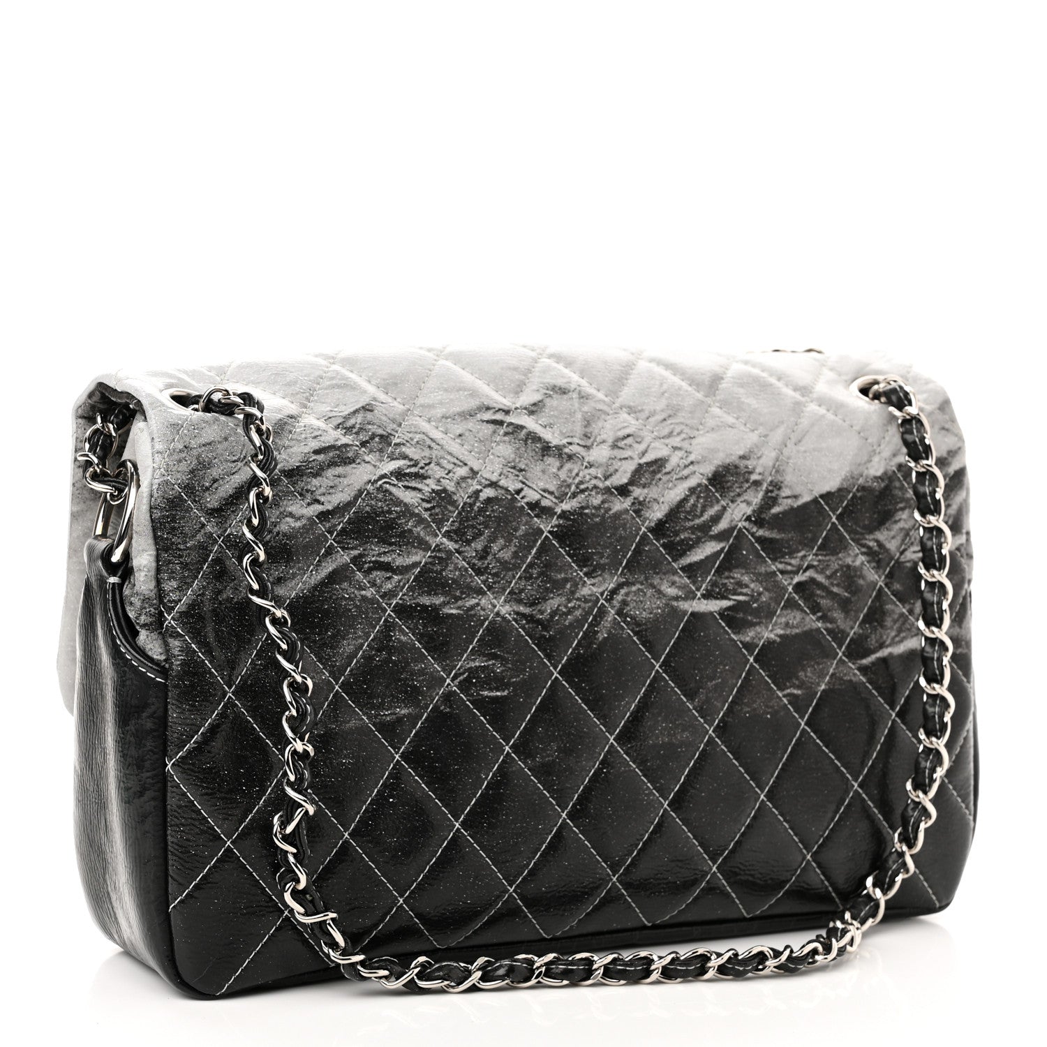 Chanel Vinyl Quilted Jumbo Melrose Degrade Flap Black 3 of 10
