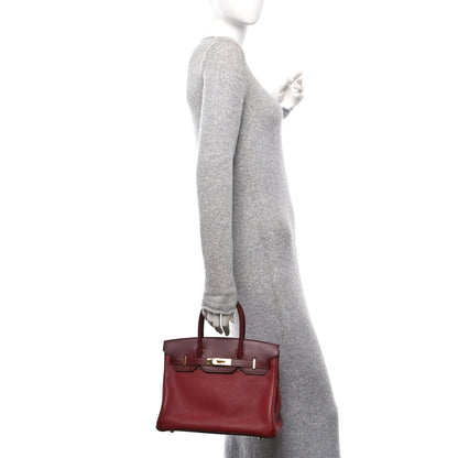 Hermes Taurillon Clemence Sombrero Birkin 30 Rouge H Rose Azalea 2 of 12