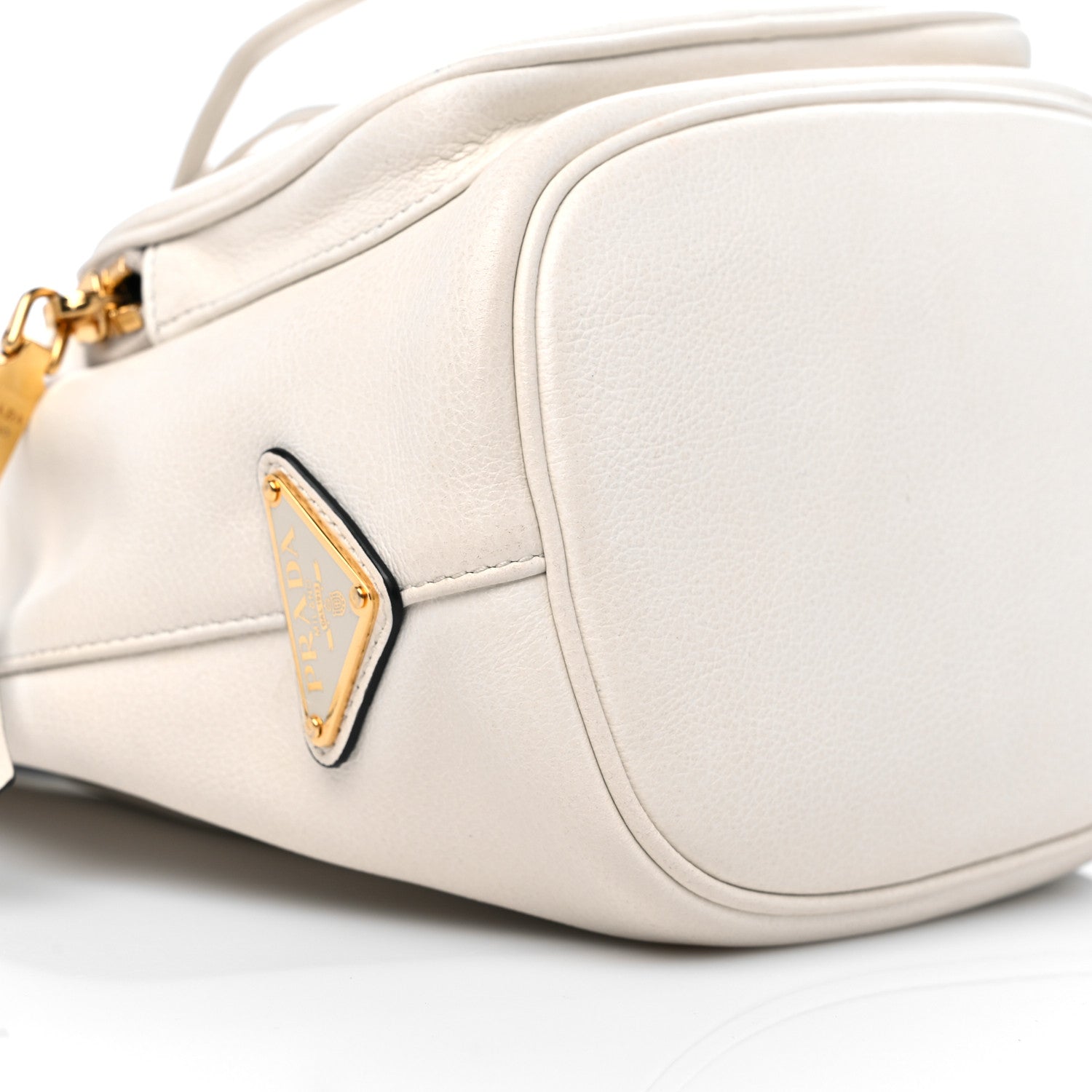 Prada Glace Calfskin Logo Mini Bucket Crossbody Bag White 7 of 9