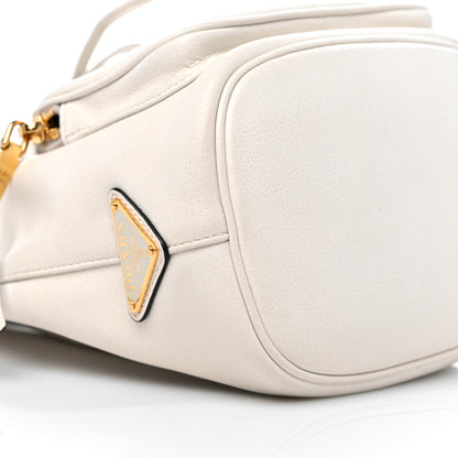Prada Glace Calfskin Logo Mini Bucket Crossbody Bag White 7 of 9