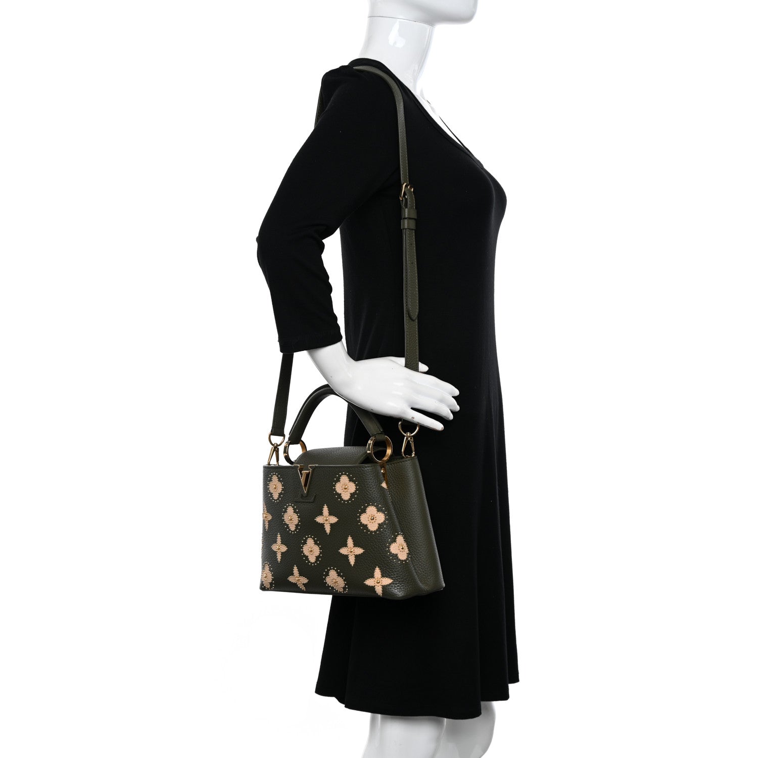 Louis Vuitton Taurillon Flowers Capucines BB Khaki 2 of 9