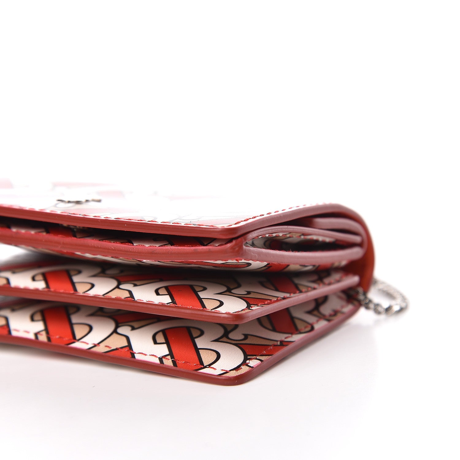 Burberry Calfskin Monogram Jessie Chain Card Case Vermillion 7 of 12