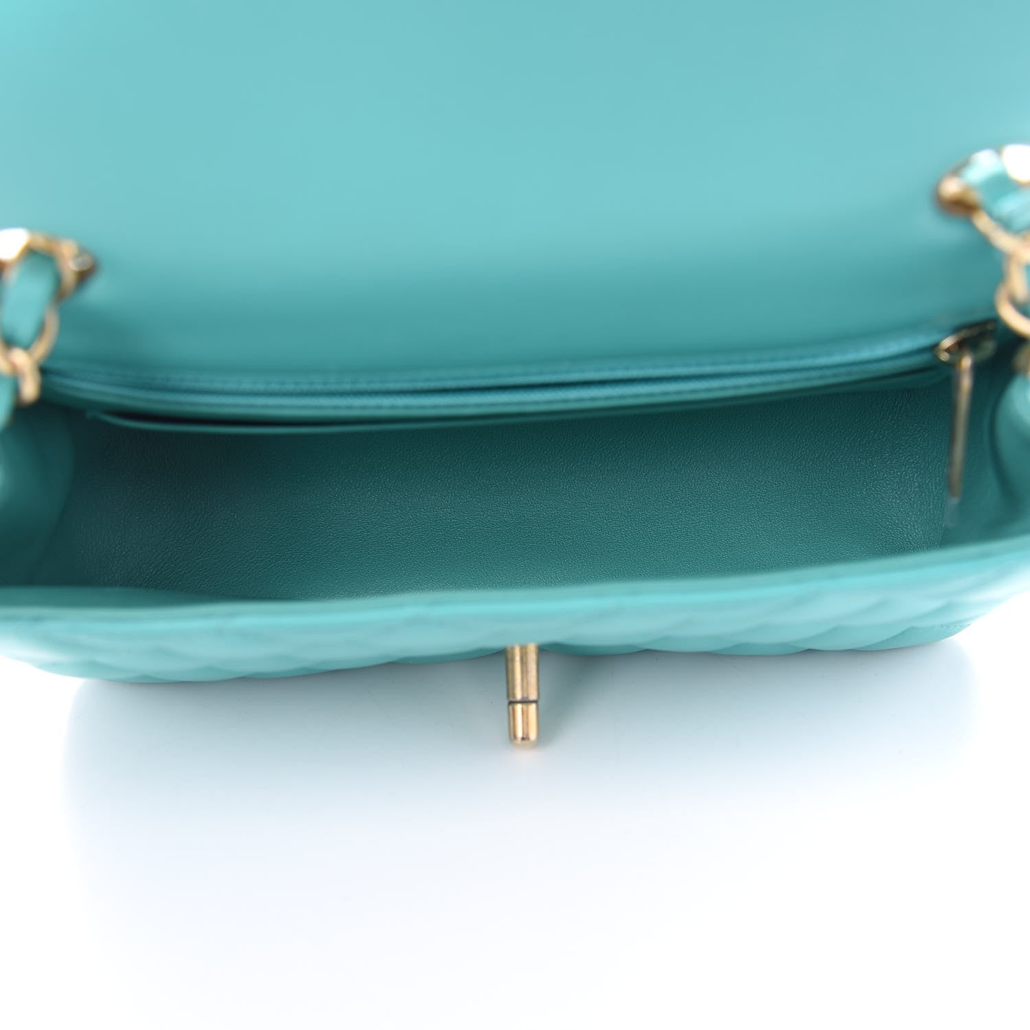 Chanel Lambskin Quilted Mini Rectangular Flap Turquoise 4 of 8