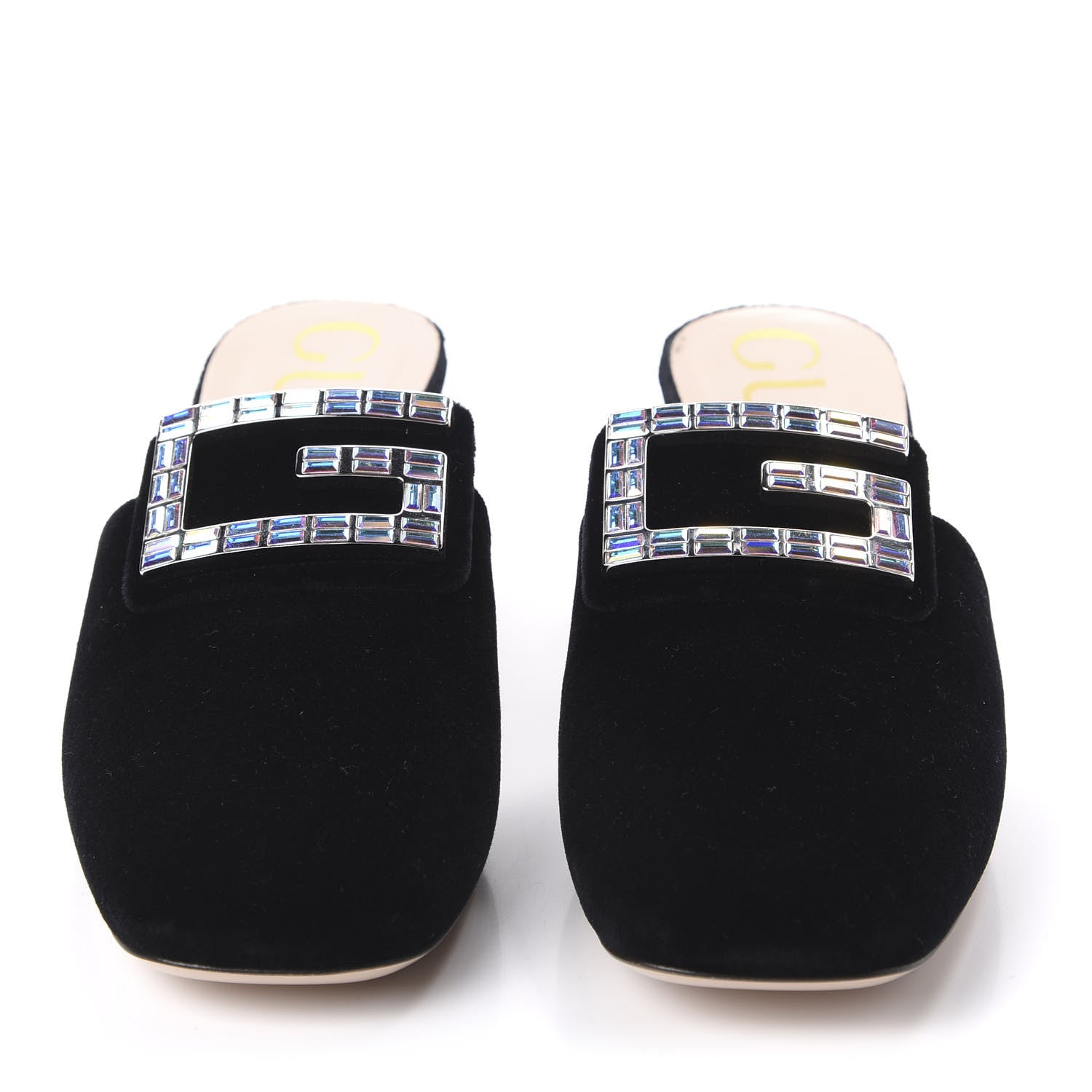 Gucci Velvet Crystal Square G Madelyn Mules 39 Black 2 of 10