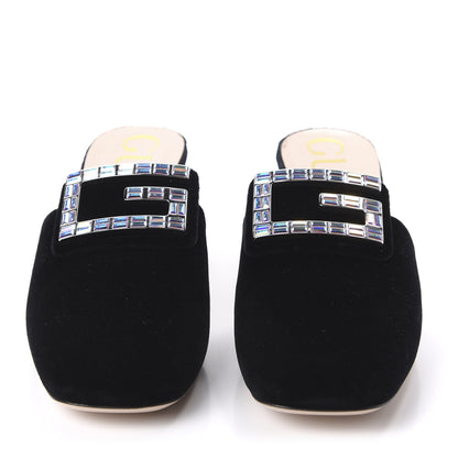 Gucci Velvet Crystal Square G Madelyn Mules 39 Black 2 of 10
