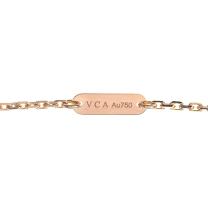 Van Cleef & Arpels 18K Rose Gold Diamond Pink Porcelain Vintage Alhambra Pendant Necklace 3 of 4