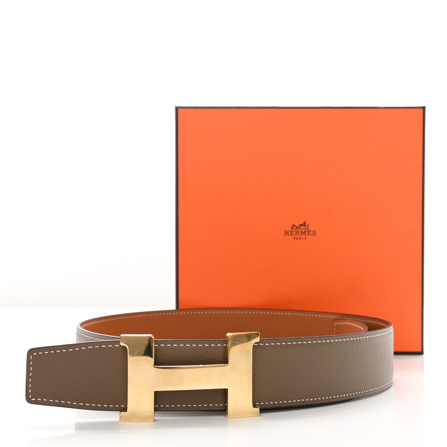 Epsom 38mm Constance H Belt 80 Etoupe Gold