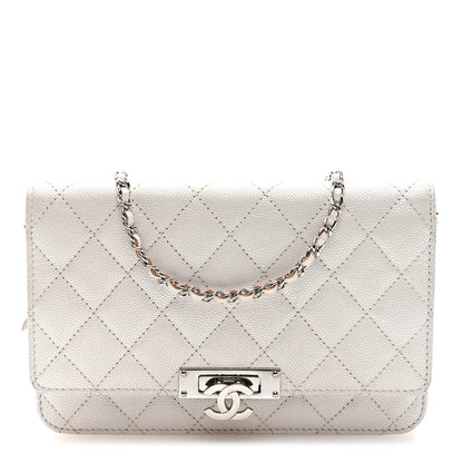 Chanel Iridescent Caviar Quilted Golden Class Wallet On Chain WOC White 1 of 9