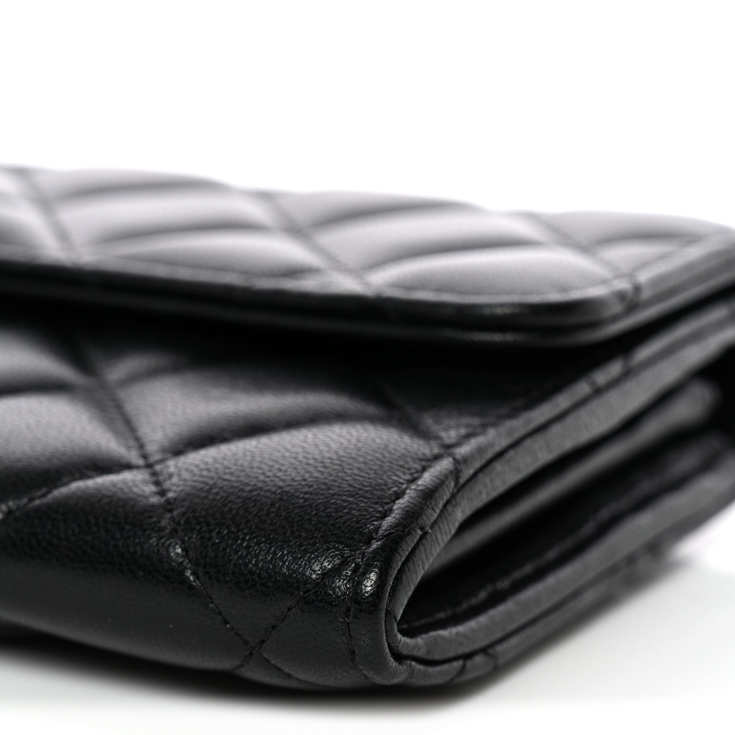Chanel Lambskin Quilted Large Gusset Flap Wallet Black 11 of 12