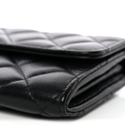 Chanel Lambskin Quilted Large Gusset Flap Wallet Black 11 of 12