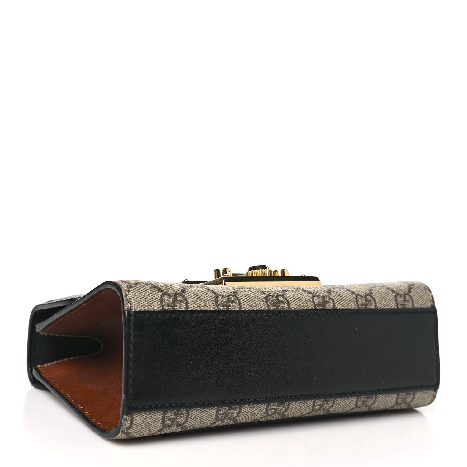 Gucci GG Supreme Monogram Calfskin Small Padlock Shoulder Bag Beige Black Cuir 4 of 12
