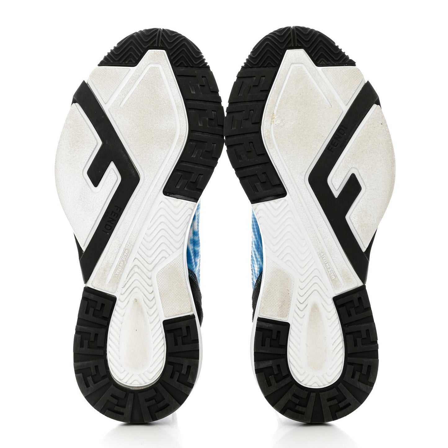 X SARAH COLEMAN Nylon Suede Lycra FF Vertigo Fendi Flow Low Top Sneakers 38.5 Transparent Cyber Blue