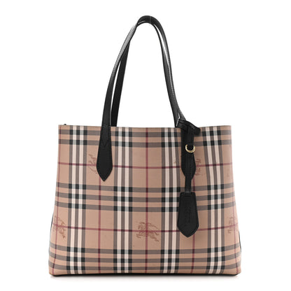 Burberry Grainy Calfskin Haymarket Check Medium Reversible Tote Black 15 of 22