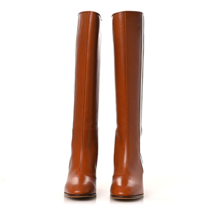Gucci X ADIDAS Calfskin Elizabeth Knee Boots 38.5 Royal Cognac Great White 3 of 11